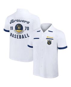 Мужская рубашка на пуговицах для боулинга Darius Rucker Collection от White Milwaukee Brewers Fanatics, белый