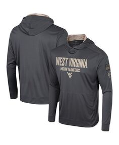 Мужская темно-серая футболка с капюшоном и длинными рукавами в стиле милитари West Virginia Mountaineers OHT Colosseum, серый