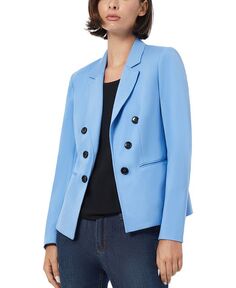 Миниатюрный двубортный пиджак из искусственного меха Jones New York, цвет Blue Horizon