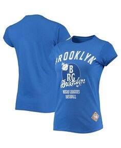Женская футболка с логотипом Royal Brooklyn Royal Giants Negro League Stitches, синий
