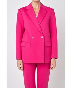 Женский двубортный вязаный пиджак English Factory, розовый