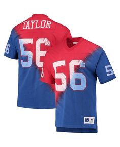 Мужская красная футболка Lawrence Taylor, Royal New York Giants с именем и номером игрока в отставке, с V-образным вырезом и диагональным принтом тай-дай Mitchell &amp; Ness, красный
