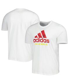 Мужская белая футболка с рисунком ДНК сборной Колумбии adidas, белый