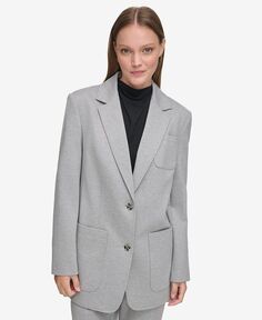 Женский пиджак большого размера с двумя пуговицами X-Fit Calvin Klein, серый