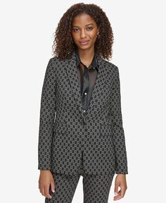 Женский пиджак с монограммой KARL LAGERFELD PARIS, черный