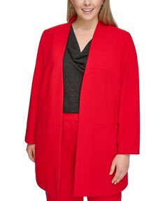 Длинный пиджак без воротника с открытым передом больших размеров Calvin Klein, красный