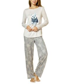 Женский комплект из футболки с длинными рукавами и пижамных брюк Bouquet Skaters Hue, цвет Silver Cloud