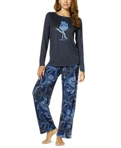 Женский комплект из футболки с длинными рукавами и пижамных брюк Bouquet Skaters Hue, черный