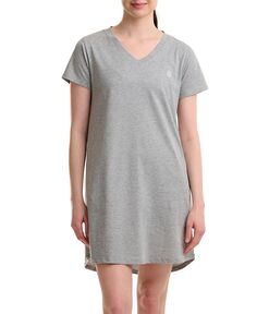 Женская ночная рубашка с v-образным вырезом и короткими рукавами Tommy Hilfiger, серый