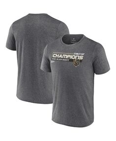 Мужская футболка с логотипом Heather Charcoal Vegas Golden Knights Кубка Стэнли Чемпионов 2023 Shift Performance Fanatics, серый
