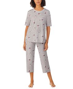 Женские 2 шт. Укороченный пижамный комплект с принтом Cuddl Duds, серый