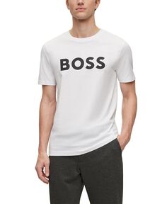 Мужская футболка с резиновым принтом и логотипом Hugo Boss, белый