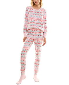 Женские 2 шт. Упакованные пижамы с принтом и усилителем; Комплект носков Roudelain, розовый