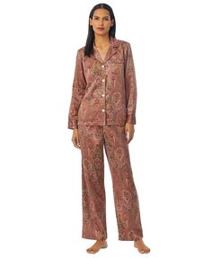 Женские 2 шт. Атласный пижамный комплект Lauren Ralph Lauren, цвет Multi Paisley