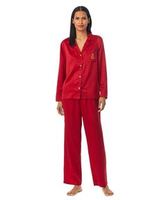 Женские 2 шт. Атласный пижамный комплект Lauren Ralph Lauren, цвет Red