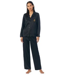 Женские 2 шт. Атласный пижамный комплект Lauren Ralph Lauren, черный