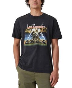 Мужская музыкальная футболка свободного кроя премиум-класса COTTON ON, цвет Pro Black, Led Zeppelin - Overhead