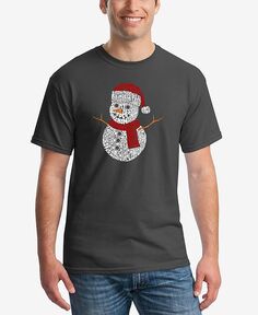 Мужская футболка с принтом «Рождественский снеговик» и надписью «Word Art» LA Pop Art, серый