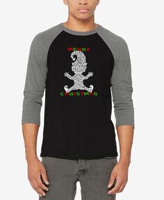 Мужская бейсбольная футболка с надписью «Рождественский эльф» реглан LA Pop Art, серебро