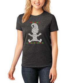 Женская футболка с короткими рукавами Christmas Elf Premium Blend Word Art LA Pop Art, черный