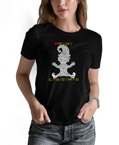 Женская футболка с коротким рукавом «Рождественский эльф» Word Art LA Pop Art, черный