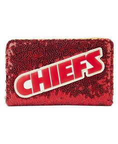 Женский кошелек Kansas City Chiefs на молнии с пайетками Loungefly, красный