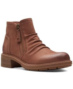 Женские ботильоны с рюшами на подошве и язычками Hearth Hearth Clarks, тан/бежевый