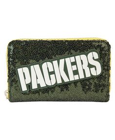 Женский кошелек Green Bay Packers на молнии с пайетками Loungefly, зеленый