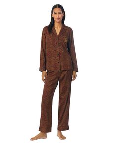 Женские 2 шт. Пижамный комплект с принтом пейсли Lauren Ralph Lauren, красный