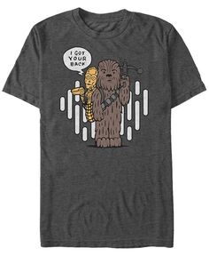 Мужская классическая милая футболка с короткими рукавами из мультфильма «Звездные войны» Chewie и C-3Po Fifth Sun, серый