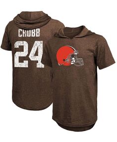 Мужская футболка с капюшоном Tri-Blend Nick Chubb Brown Cleveland Browns, имя игрока и номер Majestic, коричневый