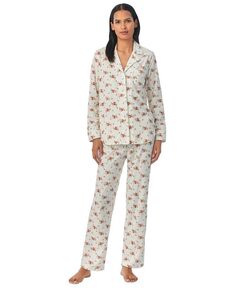 Женские 2 шт. Упакованный пижамный комплект из флиса с принтом Lauren Ralph Lauren, цвет Ivory Floral