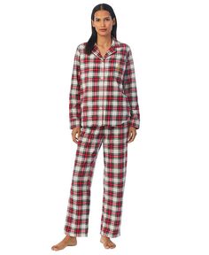 Женские 2 шт. Упакованный пижамный комплект из флиса с принтом Lauren Ralph Lauren, цвет Ivory Plaid