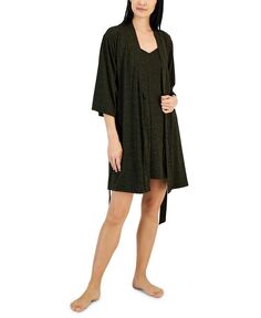 Женские 2 шт. Сверкающий халат и усилитель; Набор сорочек I.N.C. International Concepts, черный