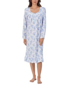 Женская ночная рубашка вальс с цветочной кружевной отделкой Eileen West, белый