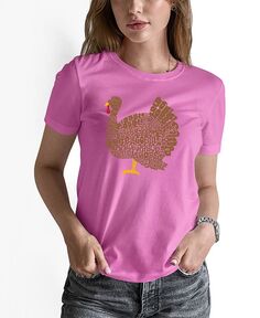 Женская футболка с коротким рукавом и надписью Word Art на День Благодарения LA Pop Art, розовый