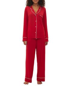 GapBody женские, 2 шт. Пижамный комплект с зубчатым воротником и длинными рукавами GAP, цвет Modern Red