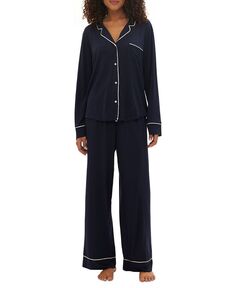 GapBody женские, 2 шт. Пижамный комплект с зубчатым воротником и длинными рукавами GAP, цвет Navy Uniform
