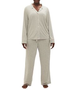 GapBody женские, 2 шт. Пижамный комплект с зубчатым воротником и длинными рукавами GAP, серый
