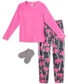 Женский флисовый пижамный комплект Glacier Flake, 4 предмета Hue, розовый