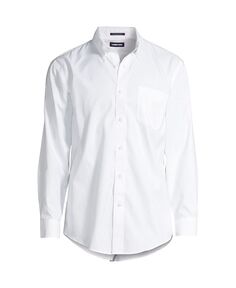 Мужская однотонная классическая рубашка с воротником на пуговицах Supima в традиционном стиле без железа Lands&apos; End, белый