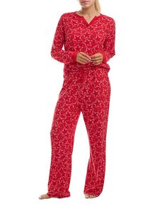 Женские 2 шт. Пижамный комплект на шнурке с принтом Splendid, цвет Bright Red Star