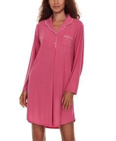Женская трикотажная ночная рубашка Deborah с длинными рукавами и вырезом Flora by Flora Nikrooz, розовый