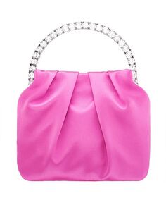 Атласная сумка с кристаллической ручкой Nina, цвет Ultra Pink
