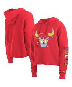 Женский укороченный пуловер с капюшоном Red Chicago Bulls Color Pack New Era, красный