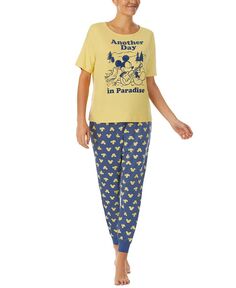 Женские 2 шт. Пижамный комплект с Микки Маусом Джоггер Disney, желтый