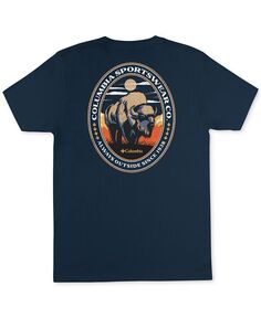 Мужская футболка с коротким рукавом и рисунком буйвола Columbia, синий