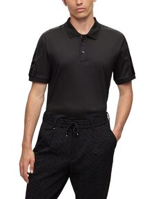 Мужская рубашка поло со структурированной отделкой Hugo Boss, черный