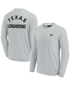 Мужская и женская серая супермягкая футболка с длинным рукавом Texas Longhorns Fanatics Signature, серый