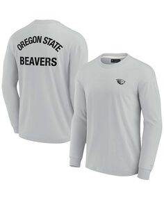 Мужская и женская серая супермягкая футболка с длинным рукавом Oregon State Beavers Fanatics Signature, серый